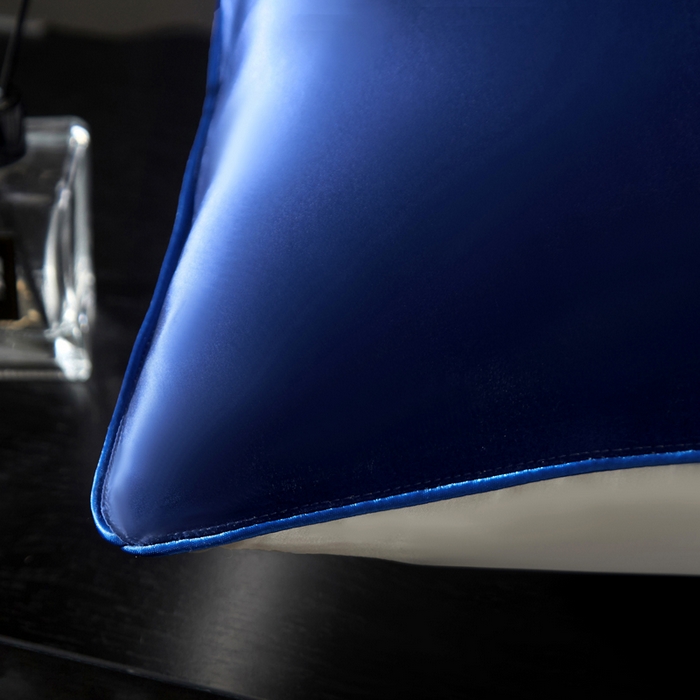 91家纺网 家纺一手货源 找家纺 凯森家纺 重磅纯真丝枕套100%桑蚕丝枕头套纯色枕芯套丝滑缎面单人枕皮夏季天丝美 容顺发枕巾 贵族蓝