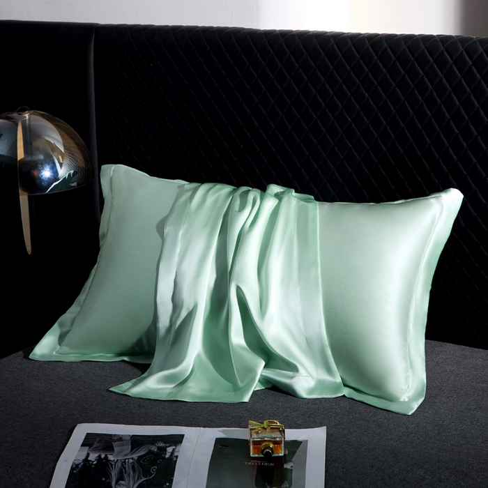 91家纺网 家纺一手货源 找家纺 凯森家纺 重磅纯真丝枕套一对100%桑蚕丝枕芯套美 容丝绸缎面枕头套夏季冰丝枕巾枕头套 牛油果绿