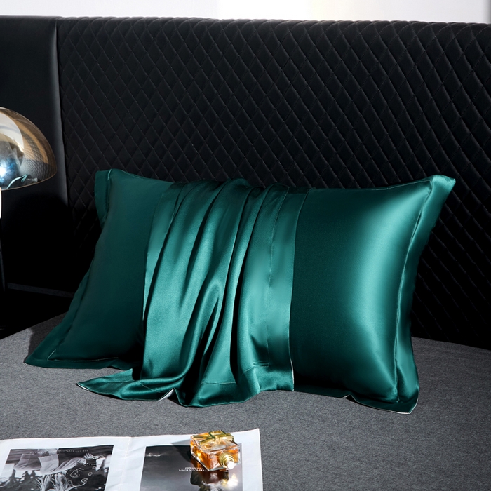 91家纺网 家纺一手货源 找家纺 凯森家纺 重磅纯真丝枕套一对100%桑蚕丝枕芯套美 容丝绸缎面枕头套夏季冰丝枕巾枕头套 孔雀绿