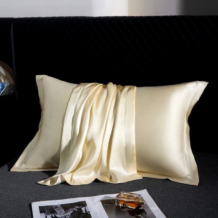 91家纺网 家纺一手货源 找家纺 凯森家纺 重磅纯真丝枕套一对100%桑蚕丝枕芯套美 容丝绸缎面枕头套夏季冰丝枕巾枕头套 太空白