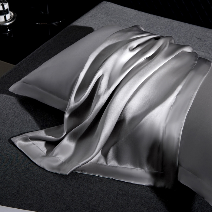 91家纺网 家纺一手货源 找家纺 凯森家纺 重磅纯真丝枕套一对100%桑蚕丝枕芯套美 容丝绸缎面枕头套夏季冰丝枕巾枕头套 鸽子灰