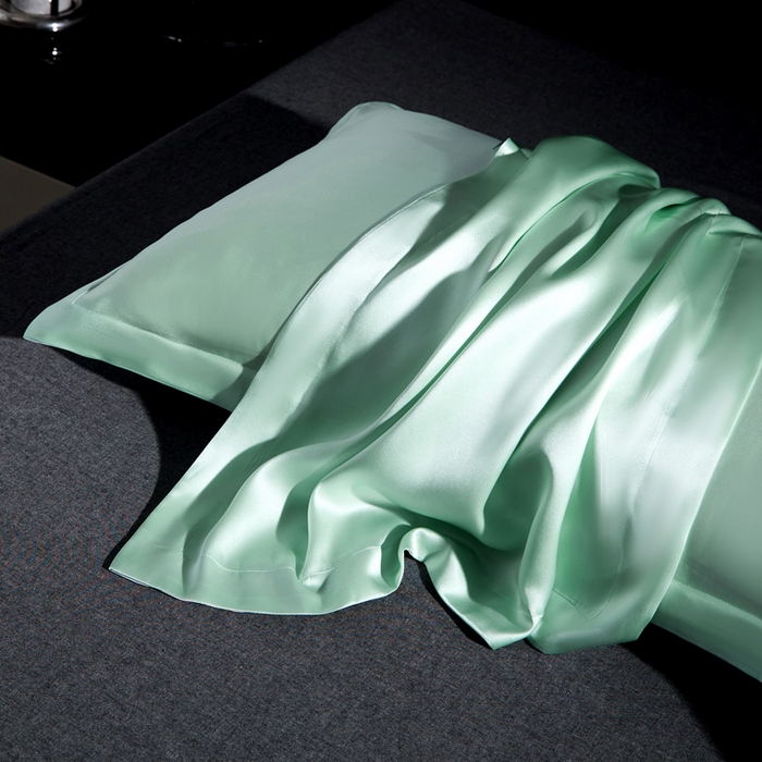 91家纺网 家纺一手货源 找家纺 凯森家纺 重磅纯真丝枕套一对100%桑蚕丝枕芯套美 容丝绸缎面枕头套夏季冰丝枕巾枕头套 牛油果绿