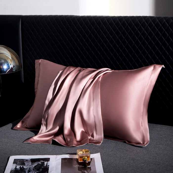 91家纺网 家纺一手货源 找家纺 凯森家纺 重磅纯真丝枕套一对100%桑蚕丝枕芯套美 容丝绸缎面枕头套夏季冰丝枕巾枕头套 樱花粉