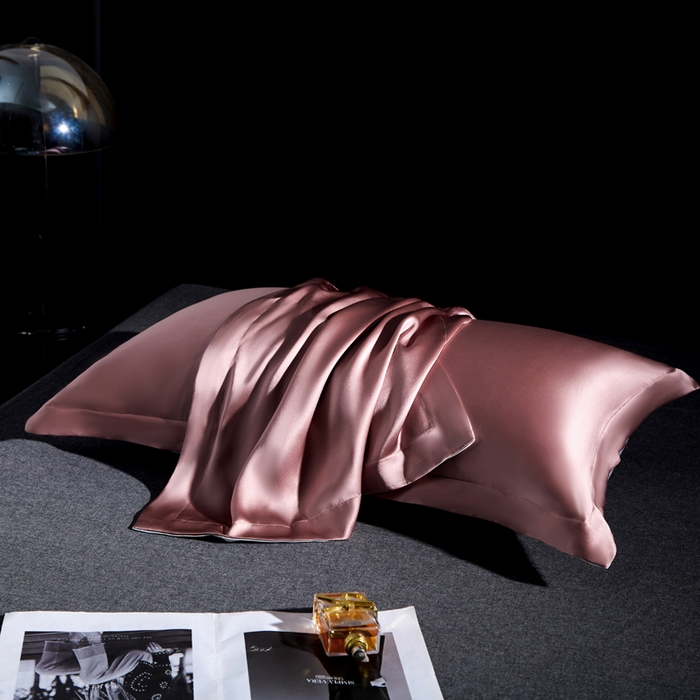 91家纺网 家纺一手货源 找家纺 凯森家纺 重磅纯真丝枕套一对100%桑蚕丝枕芯套美 容丝绸缎面枕头套夏季冰丝枕巾枕头套 樱花粉