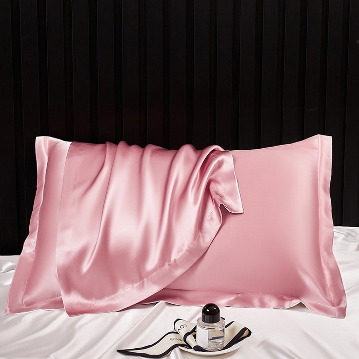 91家纺网 家纺一手货源 找家纺 凯森家纺 重磅纯真丝枕套一对100%桑蚕丝枕芯套美 容丝绸缎面枕头套夏季冰丝枕巾枕头套 樱花粉