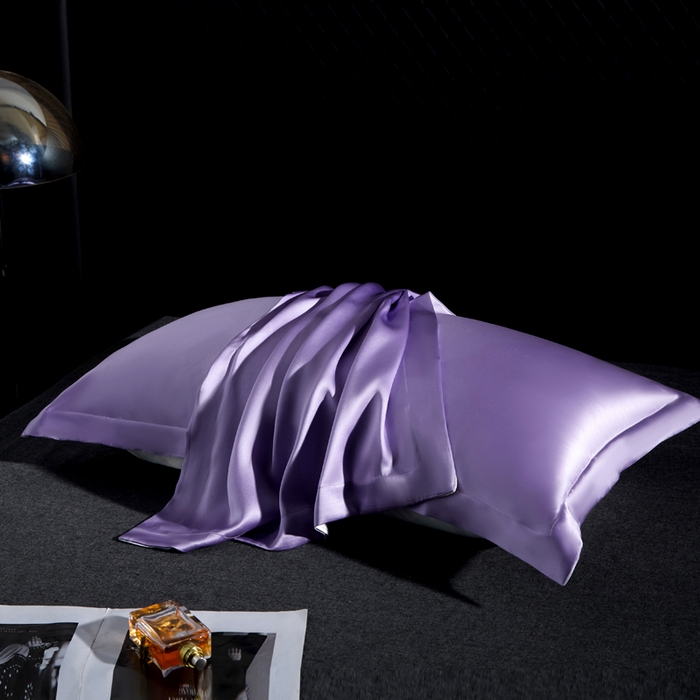 91家纺网 家纺一手货源 找家纺 凯森家纺 重磅纯真丝枕套一对100%桑蚕丝枕芯套美 容丝绸缎面枕头套夏季冰丝枕巾枕头套 薰衣草紫