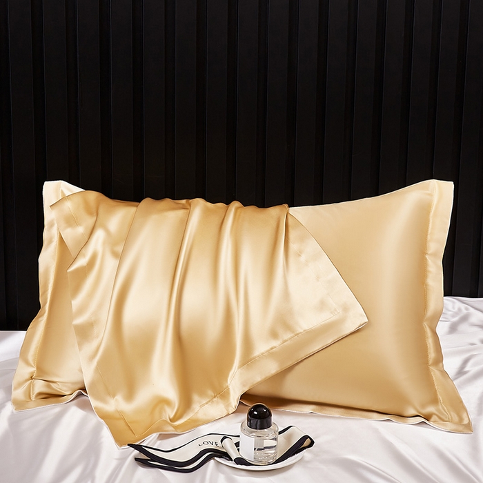 91家纺网 家纺一手货源 找家纺 凯森家纺 重磅纯真丝枕套一对100%桑蚕丝枕芯套美 容丝绸缎面枕头套夏季冰丝枕巾枕头套 麦穗金