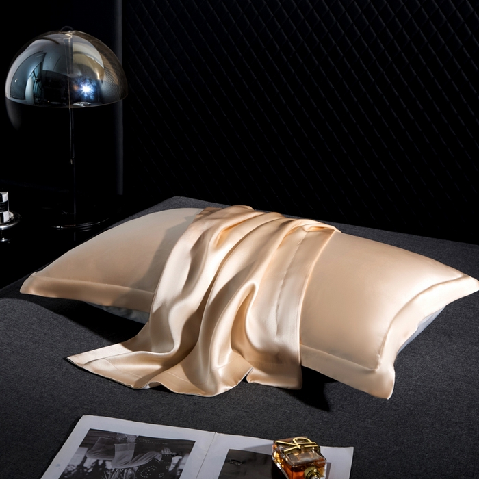 91家纺网 家纺一手货源 找家纺 凯森家纺 重磅纯真丝枕套一对100%桑蚕丝枕芯套美 容丝绸缎面枕头套夏季冰丝枕巾枕头套 香槟玉