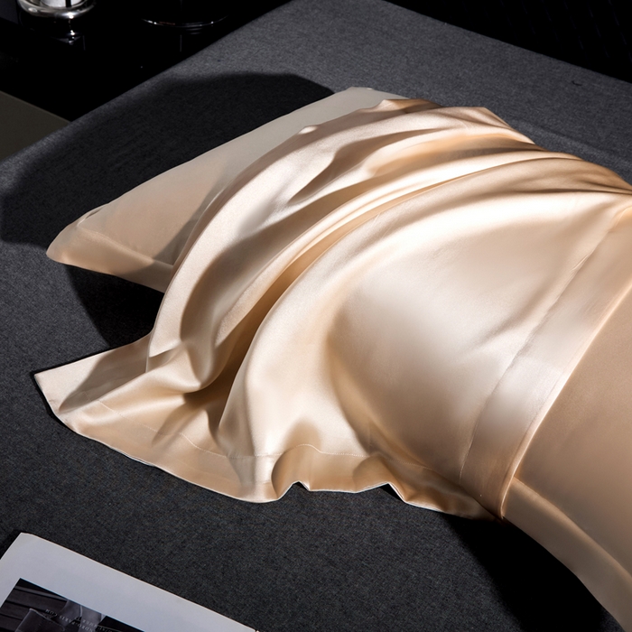 91家纺网 家纺一手货源 找家纺 凯森家纺 重磅纯真丝枕套一对100%桑蚕丝枕芯套美 容丝绸缎面枕头套夏季冰丝枕巾枕头套 香槟玉