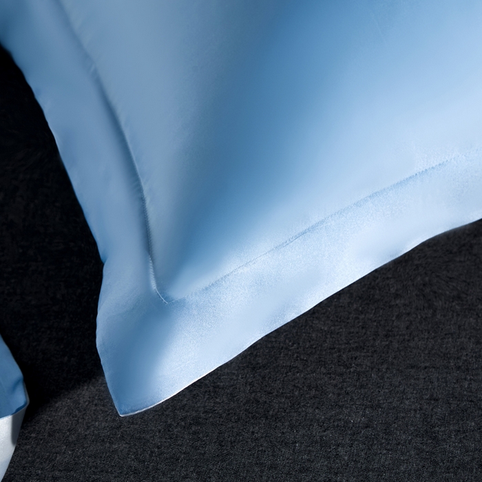 91家纺网 家纺一手货源 找家纺 凯森家纺 重磅纯真丝枕套一对100%桑蚕丝枕芯套美 容丝绸缎面枕头套夏季冰丝枕巾枕头套 雾霾蓝