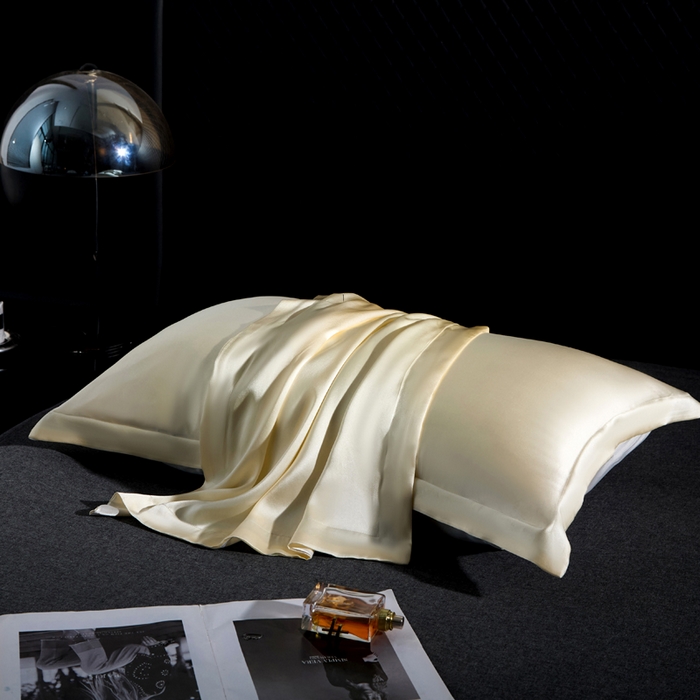 91家纺网 家纺一手货源 找家纺 凯森家纺 重磅纯真丝枕套一对100%桑蚕丝枕芯套美 容丝绸缎面枕头套夏季冰丝枕巾枕头套 太空白