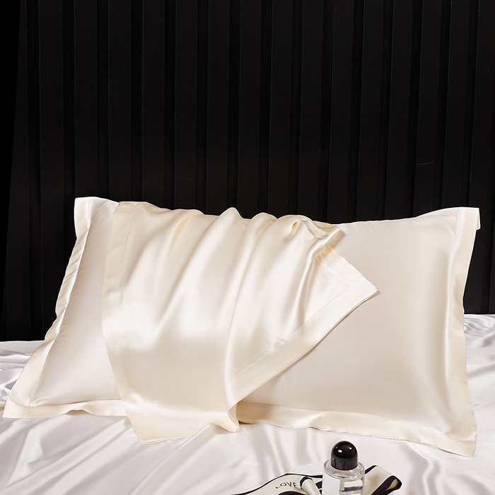 91家纺网 家纺一手货源 找家纺 凯森家纺 重磅纯真丝枕套一对100%桑蚕丝枕芯套美 容丝绸缎面枕头套夏季冰丝枕巾枕头套 太空白