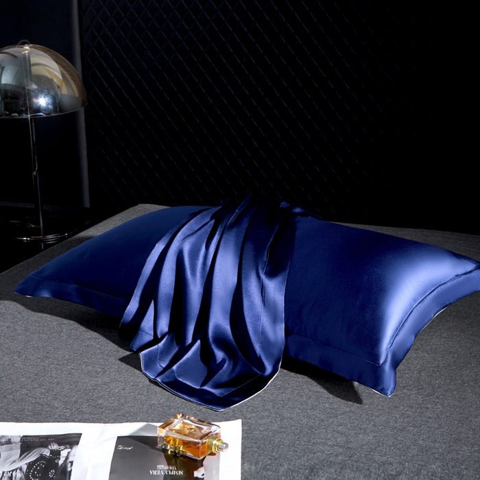 91家纺网 家纺一手货源 找家纺 凯森家纺 重磅纯真丝枕套一对100%桑蚕丝枕芯套美 容丝绸缎面枕头套夏季冰丝枕巾枕头套 贵族蓝