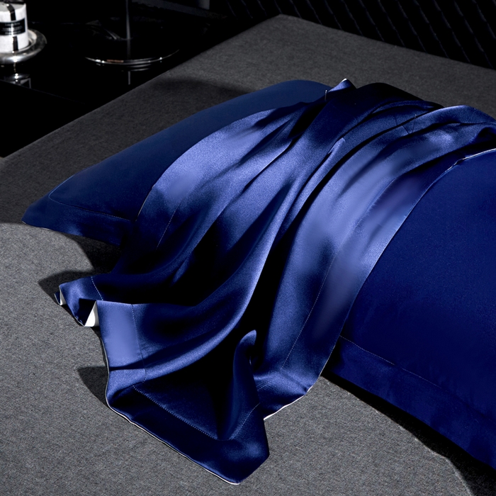 91家纺网 家纺一手货源 找家纺 凯森家纺 重磅纯真丝枕套一对100%桑蚕丝枕芯套美 容丝绸缎面枕头套夏季冰丝枕巾枕头套 贵族蓝