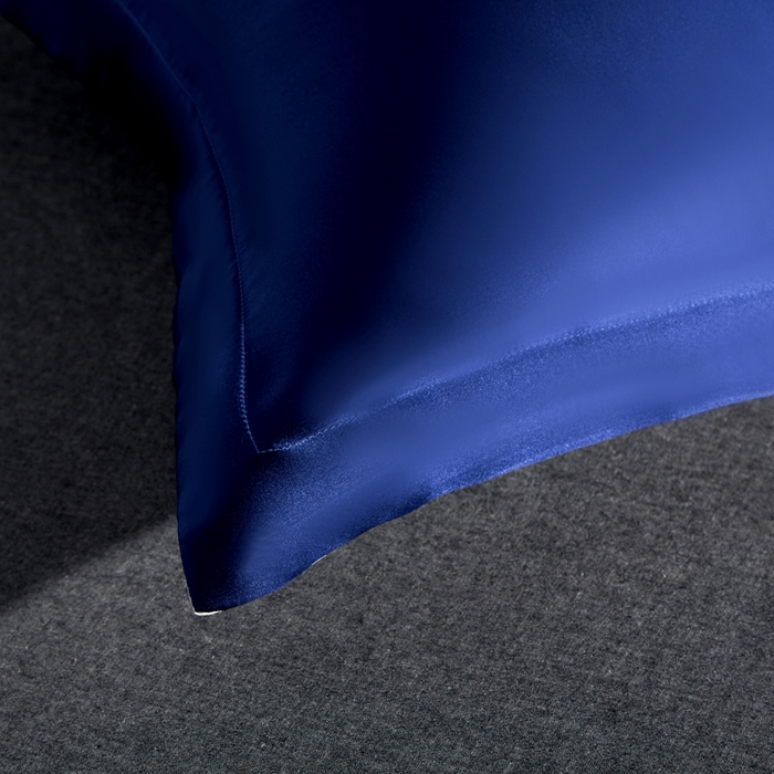 91家纺网 家纺一手货源 找家纺 凯森家纺 重磅纯真丝枕套一对100%桑蚕丝枕芯套美 容丝绸缎面枕头套夏季冰丝枕巾枕头套 贵族蓝