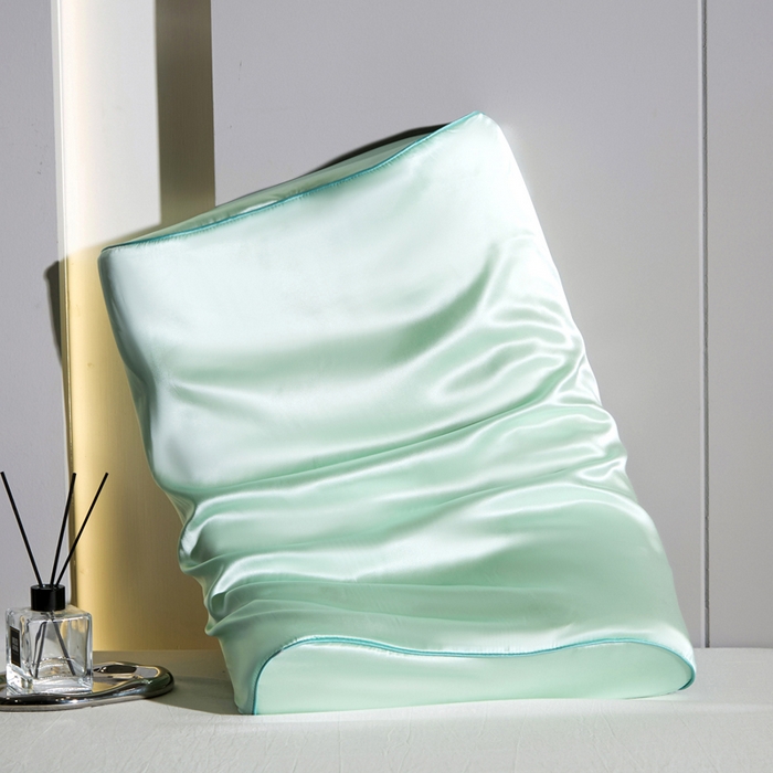 91家纺网 家纺一手货源 找家纺 凯森家纺 双面纯真丝乳胶枕套100%桑蚕丝记忆枕枕芯套丝绸缎面成人40x60cm记忆枕枕头套50x30儿童枕套 牛油果绿