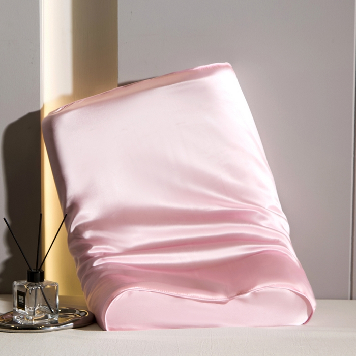 凯森家纺 双面纯真丝乳胶枕套100%桑蚕丝记忆枕枕芯套丝绸缎面成人40x60cm记忆枕枕头套50x30儿童枕套 少女粉