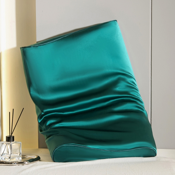凯森家纺 双面纯真丝乳胶枕套100%桑蚕丝记忆枕枕芯套丝绸缎面成人40x60cm记忆枕枕头套50x30儿童枕套 孔雀绿