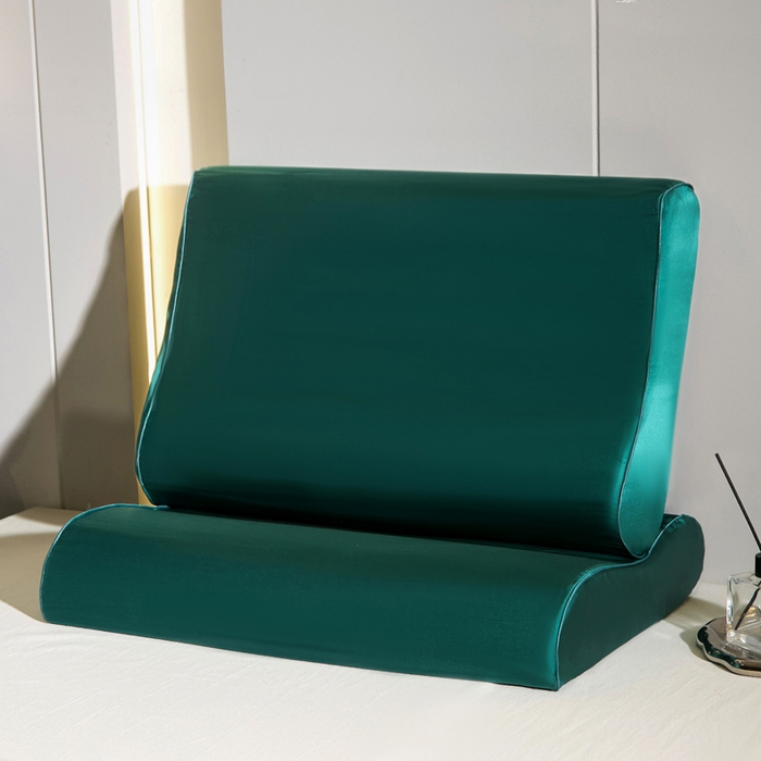 91家纺网 家纺一手货源 找家纺 凯森家纺 双面纯真丝乳胶枕套100%桑蚕丝记忆枕枕芯套丝绸缎面成人40x60cm记忆枕枕头套50x30儿童枕套 孔雀绿