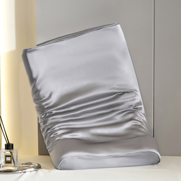 凯森家纺 双面纯真丝乳胶枕套100%桑蚕丝记忆枕枕芯套丝绸缎面成人40x60cm记忆枕枕头套50x30儿童枕套 鸽子灰