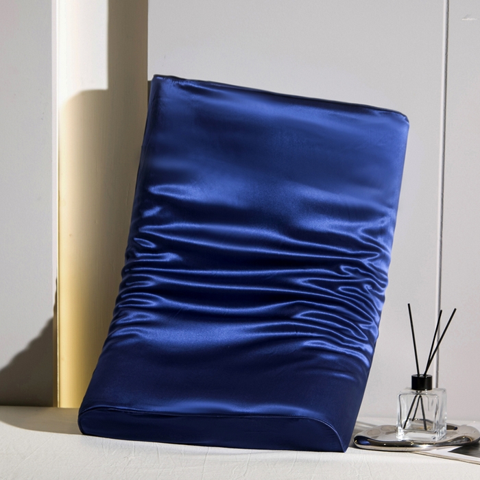 凯森家纺 双面纯真丝乳胶枕套100%桑蚕丝记忆枕枕芯套丝绸缎面成人40x60cm记忆枕枕头套50x30儿童枕套 贵族蓝