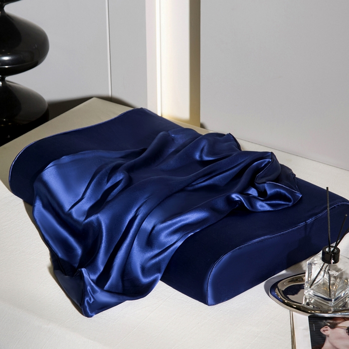 91家纺网 家纺一手货源 找家纺 凯森家纺 双面纯真丝乳胶枕套100%桑蚕丝记忆枕枕芯套丝绸缎面成人40x60cm记忆枕枕头套50x30儿童枕套 贵族蓝