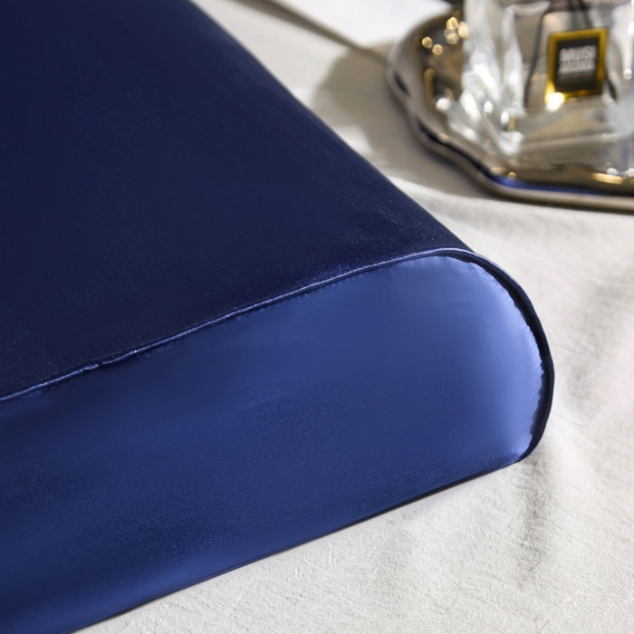 91家纺网 家纺一手货源 找家纺 凯森家纺 双面纯真丝乳胶枕套100%桑蚕丝记忆枕枕芯套丝绸缎面成人40x60cm记忆枕枕头套50x30儿童枕套 贵族蓝