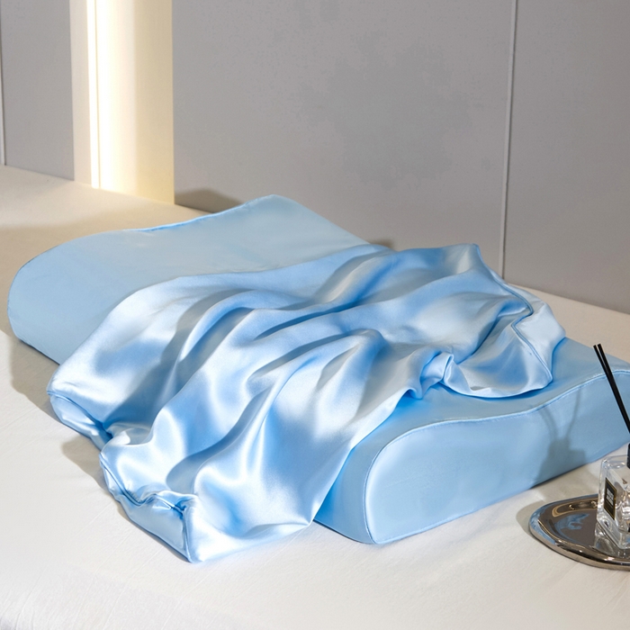 91家纺网 家纺一手货源 找家纺 凯森家纺 双面纯真丝乳胶枕套100%桑蚕丝记忆枕枕芯套丝绸缎面成人40x60cm记忆枕枕头套50x30儿童枕套 雾霾蓝