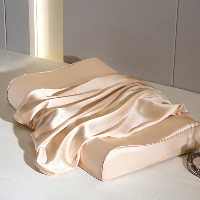 91家纺网 家纺一手货源 找家纺 凯森家纺 双面纯真丝乳胶枕套100%桑蚕丝记忆枕枕芯套丝绸缎面成人40x60cm记忆枕枕头套50x30儿童枕套 香槟玉