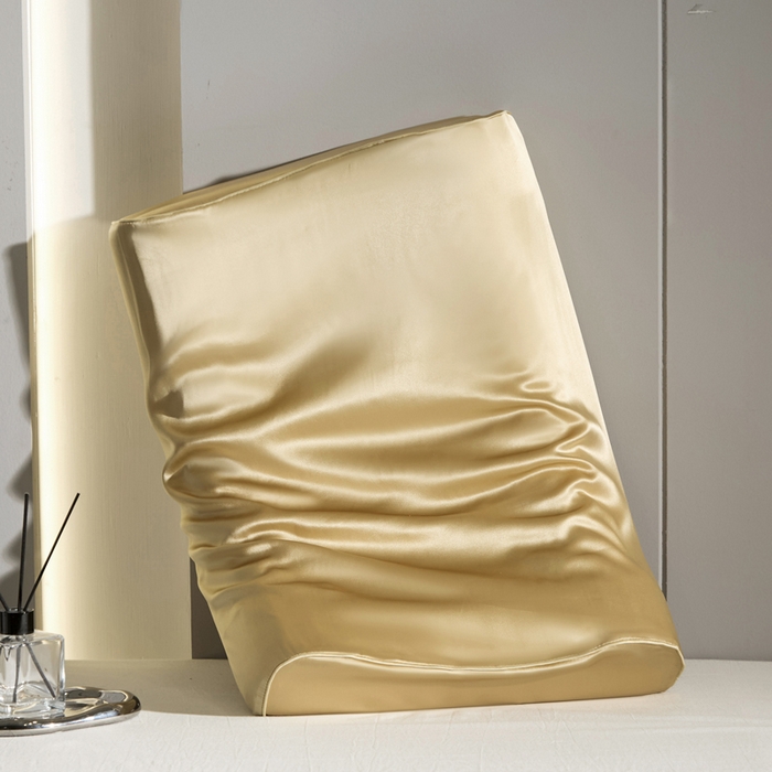 凯森家纺 双面纯真丝乳胶枕套100%桑蚕丝记忆枕枕芯套丝绸缎面成人40x60cm记忆枕枕头套50x30儿童枕套 麦穗金