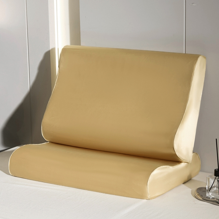 91家纺网 家纺一手货源 找家纺 凯森家纺 双面纯真丝乳胶枕套100%桑蚕丝记忆枕枕芯套丝绸缎面成人40x60cm记忆枕枕头套50x30儿童枕套 麦穗金