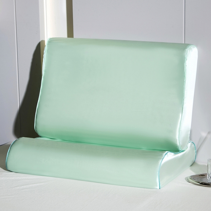 91家纺网 家纺一手货源 找家纺 凯森家纺 双面纯真丝乳胶枕套100%桑蚕丝记忆枕枕芯套丝绸缎面成人40x60cm记忆枕枕头套50x30儿童枕套 牛油果绿