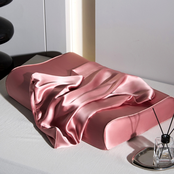 91家纺网 家纺一手货源 找家纺 凯森家纺 双面纯真丝乳胶枕套100%桑蚕丝记忆枕枕芯套丝绸缎面成人40x60cm记忆枕枕头套50x30儿童枕套 樱花粉