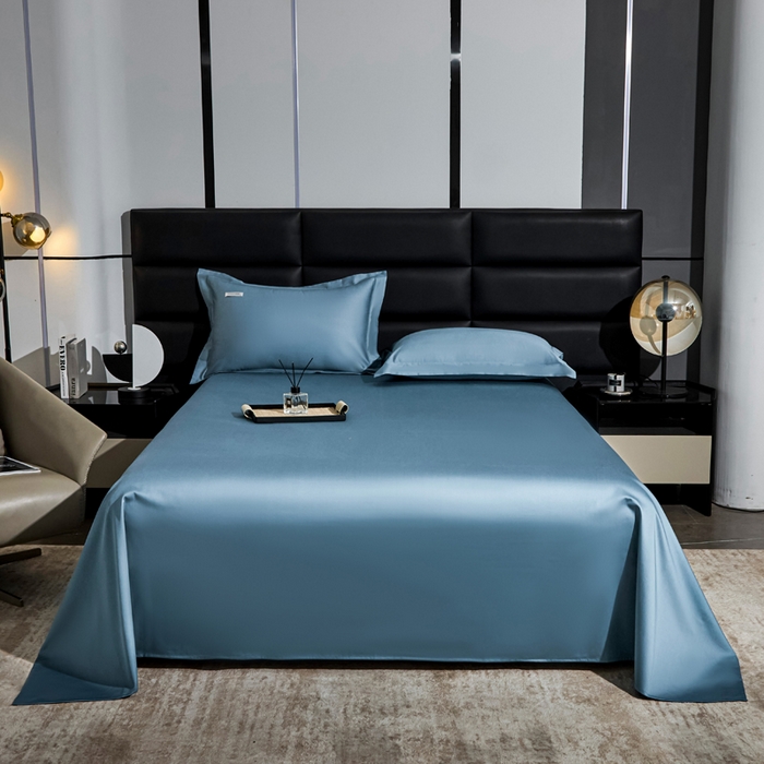 91家纺网 家纺一手货源 找家纺 （总）凯森家纺 高端新疆100支长绒棉床单单件纯棉全棉单双人贡缎加厚被单三件套简约纯色床单床笠