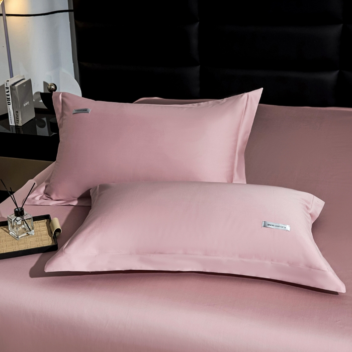 91家纺网 家纺一手货源 找家纺 凯森家纺 高端新疆100支长绒棉床单单件纯棉全棉单双人贡缎加厚被单三件套简约纯色床单床笠 床单-梦幻粉