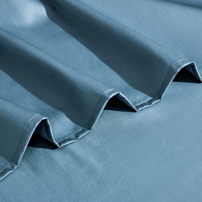 91家纺网 家纺一手货源 找家纺 凯森家纺 高端新疆100支长绒棉床单单件纯棉全棉单双人贡缎加厚被单三件套简约纯色床单床笠 床单-群青蓝