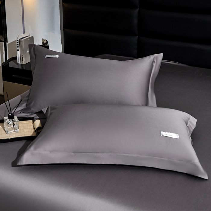 91家纺网 家纺一手货源 找家纺 凯森家纺 高端新疆100支长绒棉床单单件纯棉全棉单双人贡缎加厚被单三件套简约纯色床单床笠 床单-商务灰