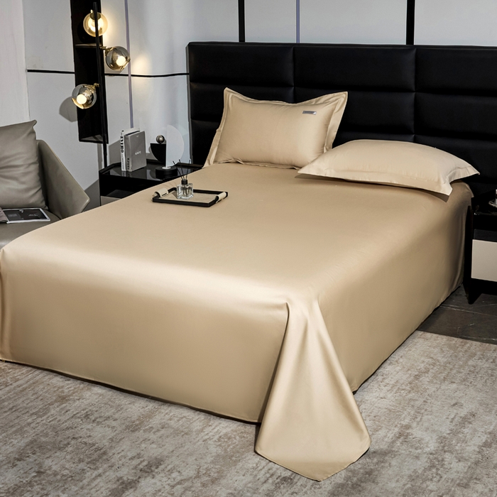 91家纺网 家纺一手货源 找家纺 凯森家纺 高端新疆100支长绒棉床单单件纯棉全棉单双人贡缎加厚被单三件套简约纯色床单床笠 床单-圣殿驼