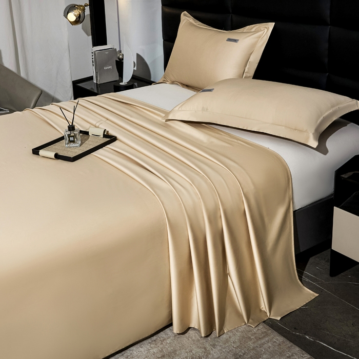 91家纺网 家纺一手货源 找家纺 凯森家纺 高端新疆100支长绒棉床单单件纯棉全棉单双人贡缎加厚被单三件套简约纯色床单床笠 床单-圣殿驼