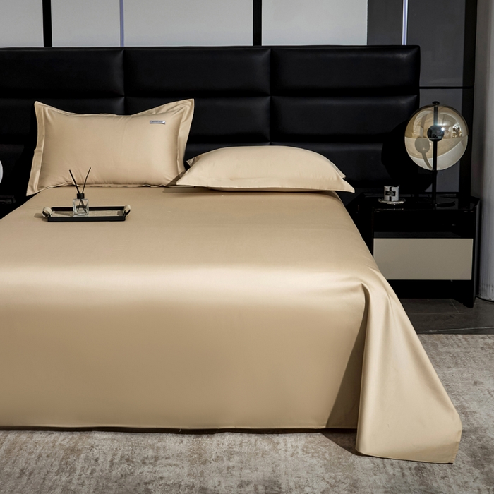 91家纺网 家纺一手货源 找家纺 凯森家纺 高端新疆100支长绒棉床单单件纯棉全棉单双人贡缎加厚被单三件套简约纯色床单床笠 床单-烟灰紫