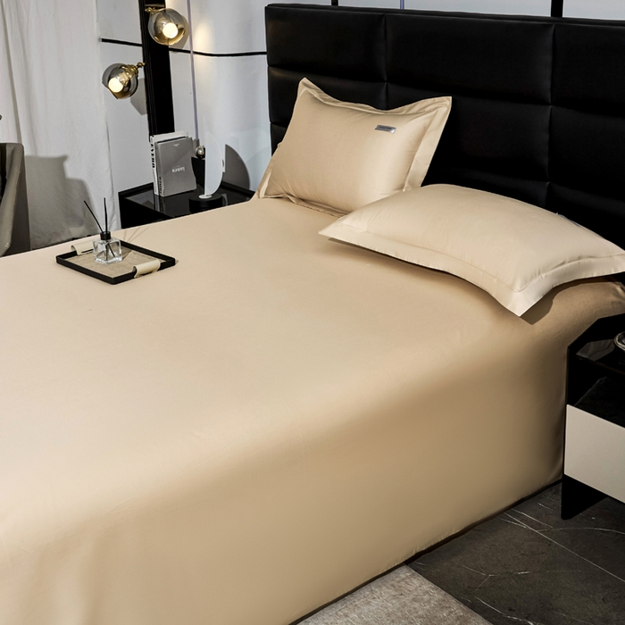 91家纺网 家纺一手货源 找家纺 凯森家纺 高端新疆100支长绒棉床单单件纯棉全棉单双人贡缎加厚被单三件套简约纯色床单床笠 床单-烟灰紫