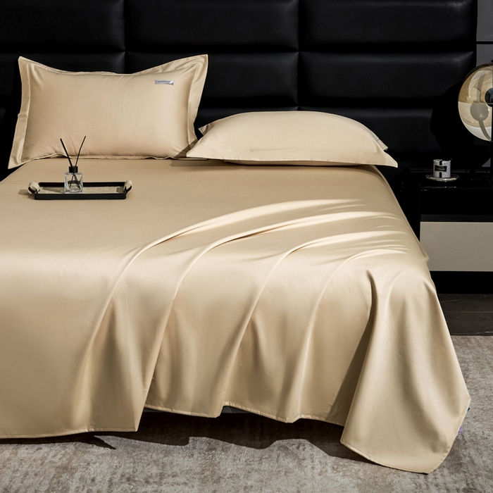 91家纺网 家纺一手货源 找家纺 凯森家纺 高端新疆100支长绒棉床单单件纯棉全棉单双人贡缎加厚被单三件套简约纯色床单床笠 床单-烟灰紫