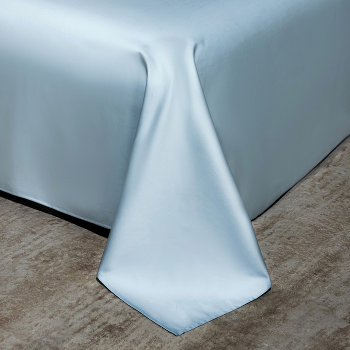 91家纺网 家纺一手货源 找家纺 凯森家纺 高端新疆100支长绒棉床单单件纯棉全棉单双人贡缎加厚被单三件套简约纯色床单床笠 床单-月光蓝