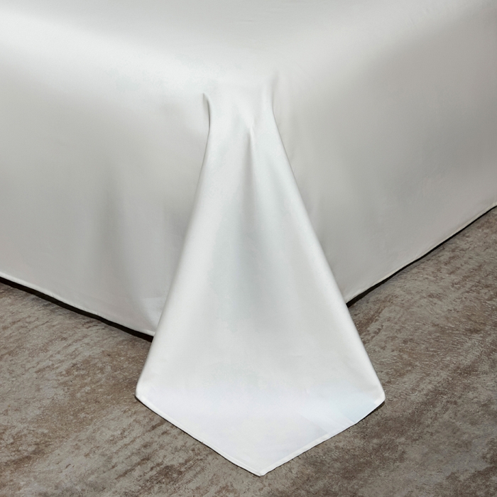 91家纺网 家纺一手货源 找家纺 凯森家纺 高端新疆100支长绒棉床单单件纯棉全棉单双人贡缎加厚被单三件套简约纯色床单床笠 床单-月光白