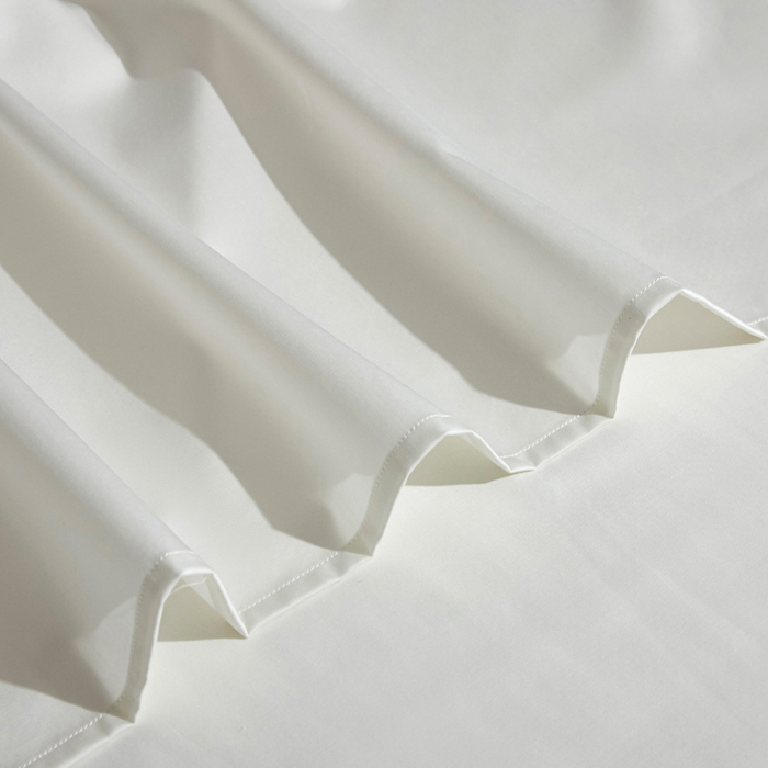 91家纺网 家纺一手货源 找家纺 凯森家纺 高端新疆100支长绒棉床单单件纯棉全棉单双人贡缎加厚被单三件套简约纯色床单床笠 床单-月光白