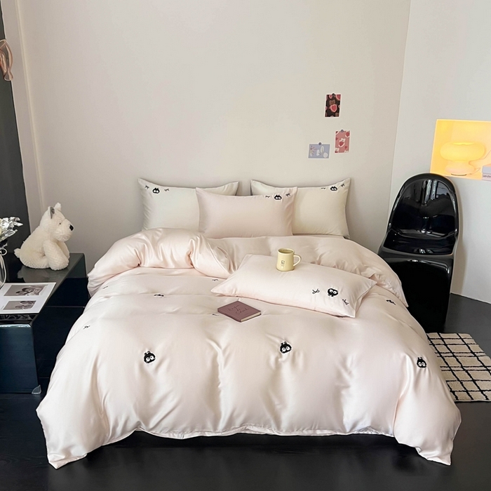 91家纺网 家纺一手货源 找家纺 （总）蜜柚 2025新品60S奥地利兰精天丝小元素刺绣三件套四件套