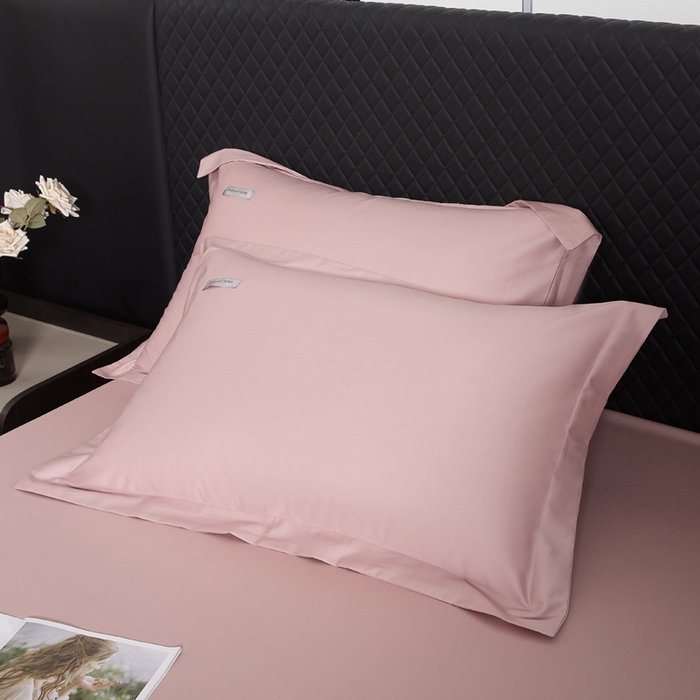 91家纺网 家纺一手货源 找家纺 凯森家纺 高端新疆100支长绒棉床单单件纯棉全棉单双人贡缎加厚被单三件套简约纯色床单床笠 床笠-梦幻粉