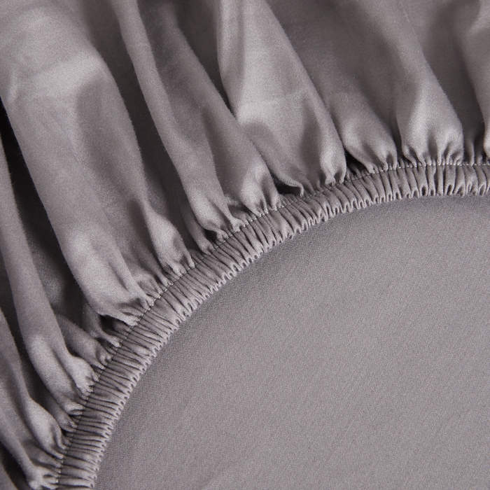 91家纺网 家纺一手货源 找家纺 凯森家纺 高端新疆100支长绒棉床单单件纯棉全棉单双人贡缎加厚被单三件套简约纯色床单床笠 床笠-商务灰