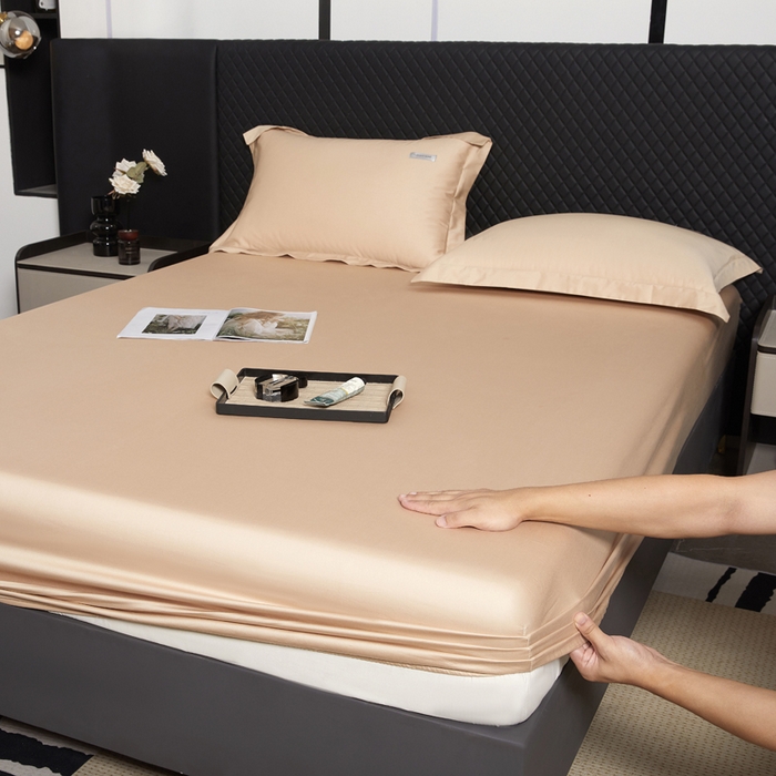 91家纺网 家纺一手货源 找家纺 凯森家纺 高端新疆100支长绒棉床单单件纯棉全棉单双人贡缎加厚被单三件套简约纯色床单床笠 床笠-圣殿驼