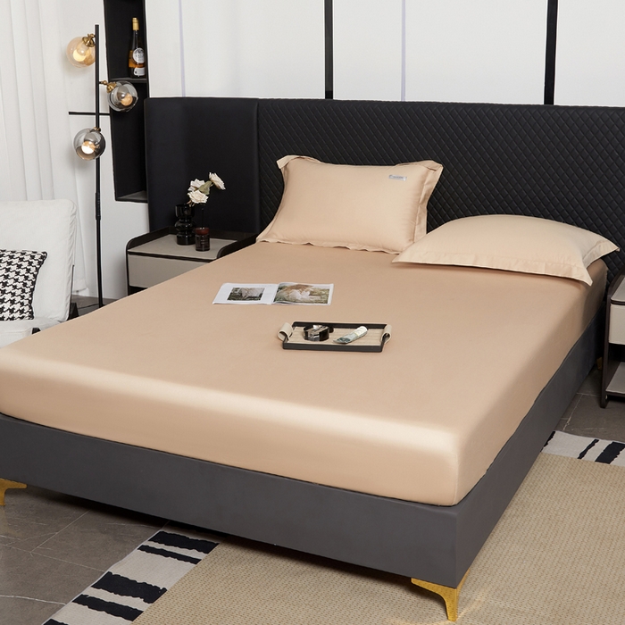 91家纺网 家纺一手货源 找家纺 凯森家纺 高端新疆100支长绒棉床单单件纯棉全棉单双人贡缎加厚被单三件套简约纯色床单床笠 床笠-圣殿驼